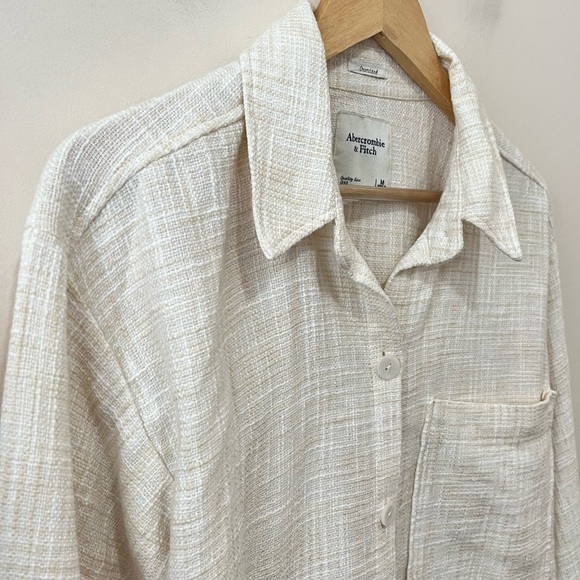 Abercrombie and Fitch Oversized Tweed button down shirt Minimalist Size Medium - Picture 6 of 13